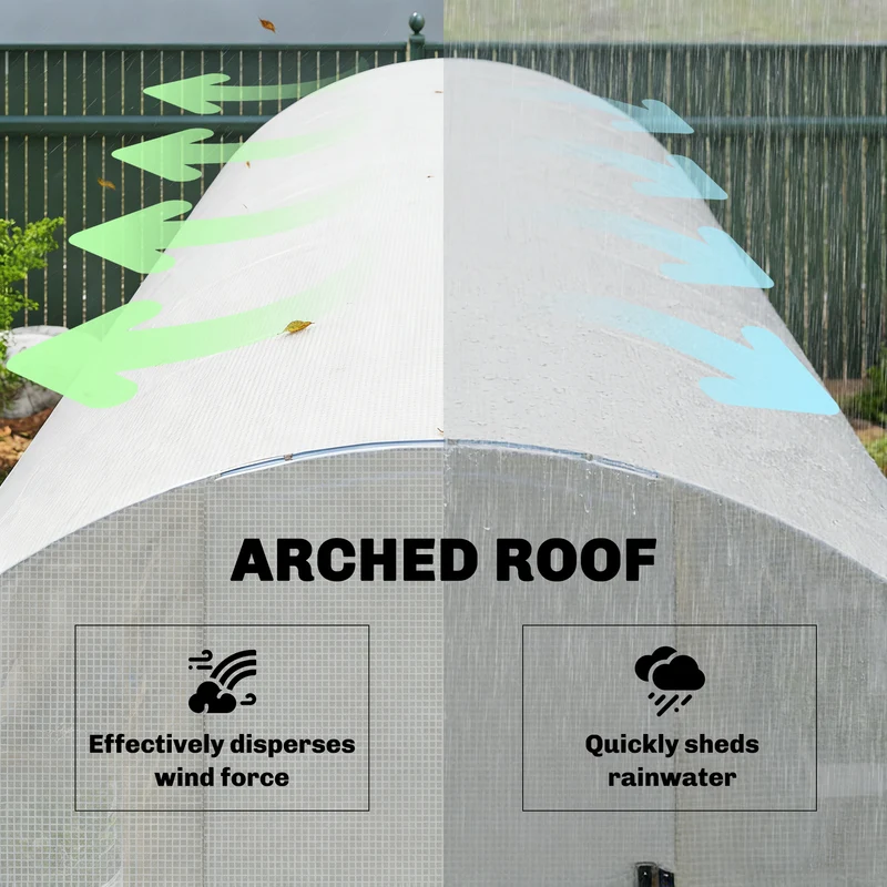 Outsunny Invernadero de Exterior 6x3x2 m, Invernadero de Túnel con Puerta con Bisagras, Ventanas de Malla, Cubierta PE 140g/m² y Marco de Acero Galvanizado, Anti-UV, Impermeable, para Cultivos, Blanco
