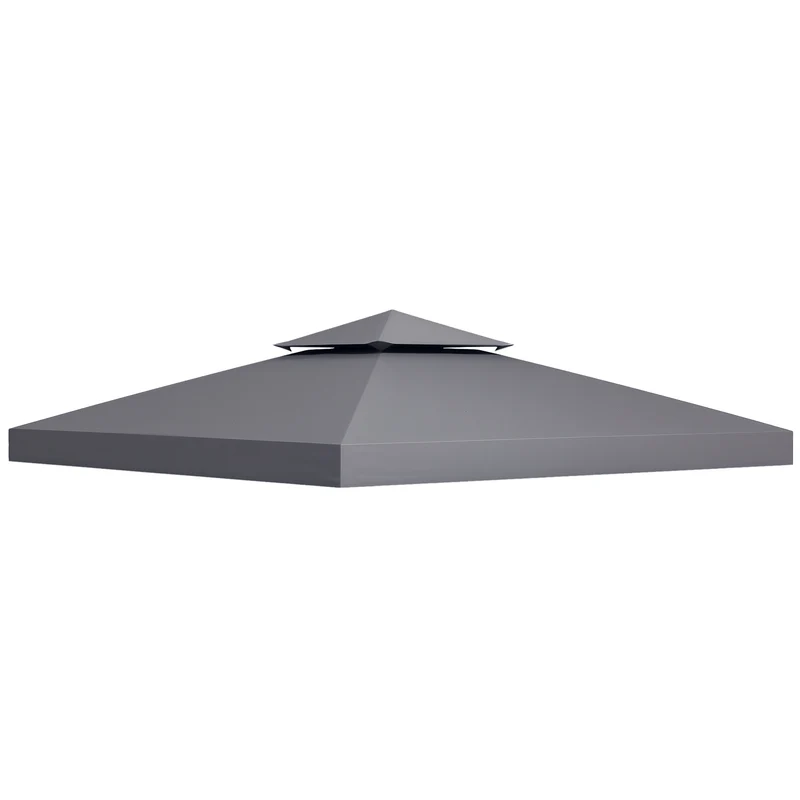 Outsunny Techo de Repuesto para Cenador, 3x3 m, Cubierta de Repuesto con Techo Doble, 8 Orificios de Drenaje y Protección UV, SOLO Toldo de Recambio para Pabellón Gazebo, Gris Oscuro