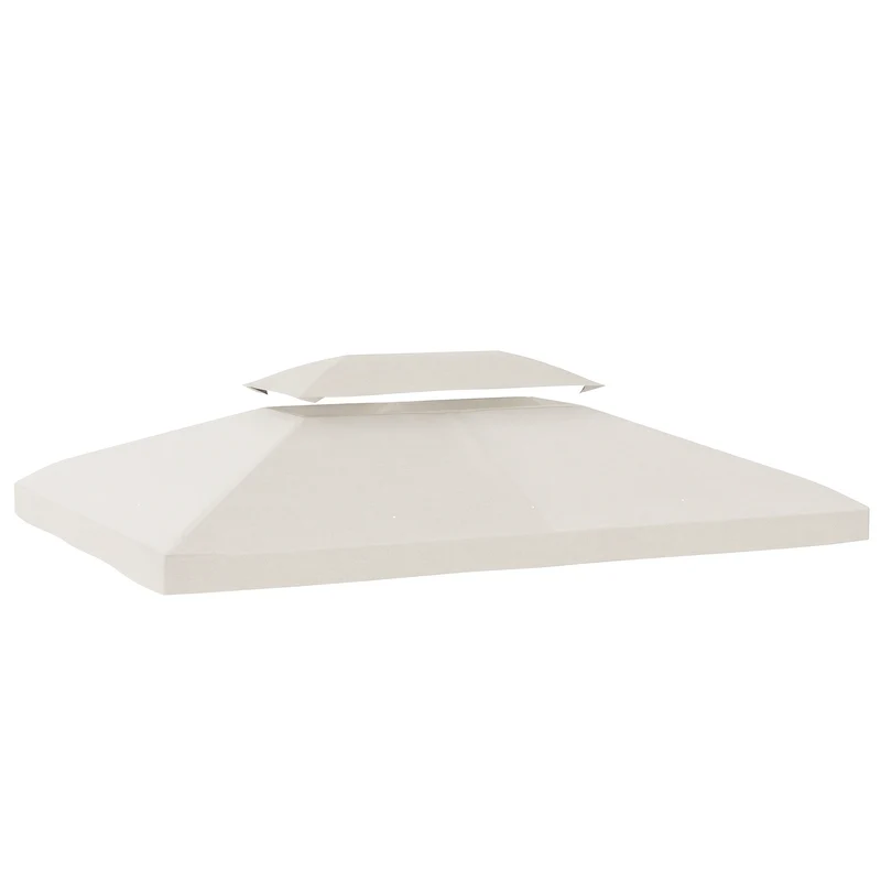 Outsunny Techo de Repuesto para Cenador, 4x3 m, Cubierta de Repuesto con Techo Doble, 10 Orificios de Drenaje y Protección UV, SOLO Toldo de Recambio para Pabellón Gazebo, Blanco Crema