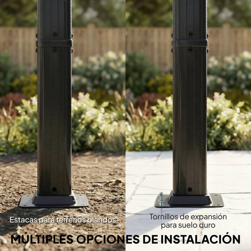 Outsunny Pérgola de Jardín 4x3 m con Techo Retráctil y 4 Cortinas Enrollables Automáticas, Cenador de Jardín con Protección UV50+, Estructura de Aluminio, Drenaje, Pabellón para Exterior, Crema