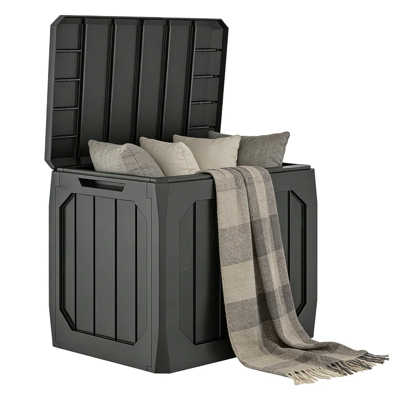 Outsunny Arcón Exterior Capacidad 121L, Baúl Almacenaje Exterior de Plástico con 2 Asas y Tapa Bloqueable, Impermeable, Resistente a la Intemperie, para Jardín, Terraza, Patio, 56x45x53 cm, Negro