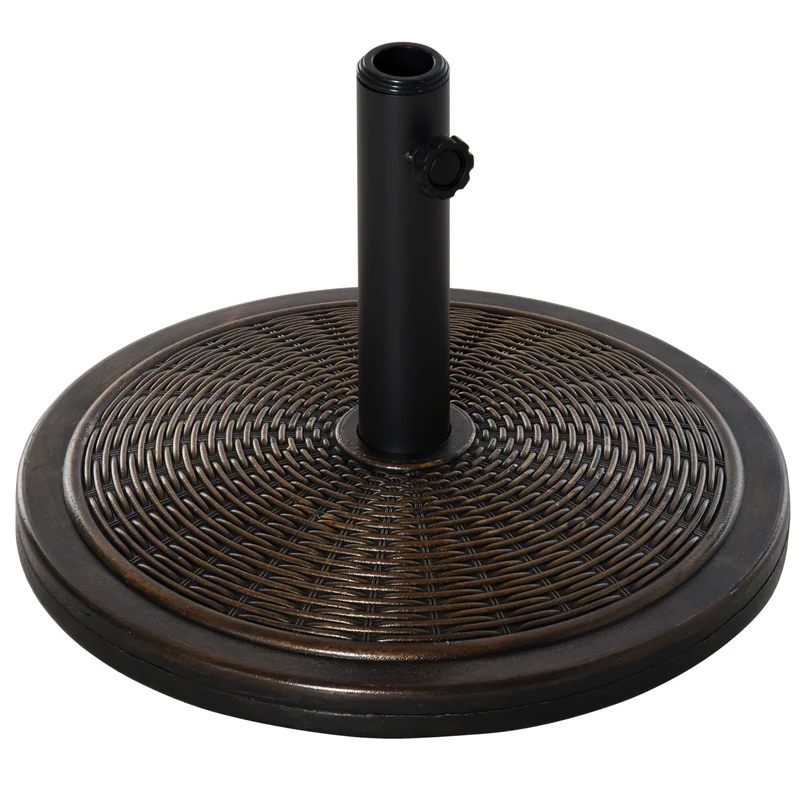 Outsunny Base para Sombrilla de Jardín Peso Neto 13 kg Soporte de Parasol de Cemento Retro para Postes de 35mm/38mm/48mm para Terraza Patio Exterior Ø48x34 cm Bronce