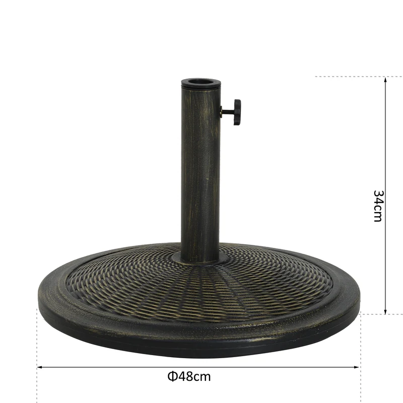 Outsunny Base para Sombrilla de Jardín Peso Neto 13 kg Soporte de Parasol de Cemento Retro para Postes de 35mm/38mm/48mm para Terraza Patio Exterior Ø48x34 cm Bronce