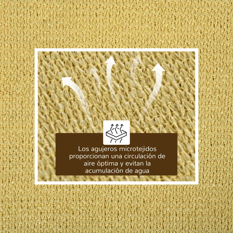 Outsunny Toldo Vela de Sombra Rectangular 6x4 m Toldo de Terraza Protección Rayos UV para Exterior Patio Jardín Beige