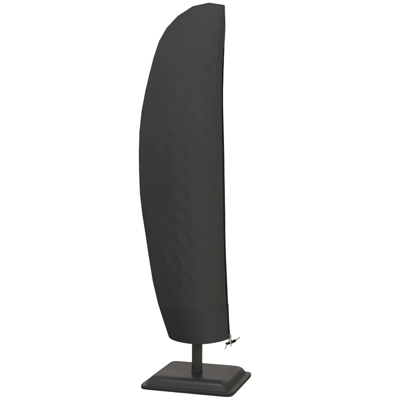 Outsunny Funda para Sombrilla de Jardín Funda para Parasol Impermeable Tela Oxford 600D Cubierta de Parasol con Cremallera para Jardín Exterior Ø56x220 cm Negro