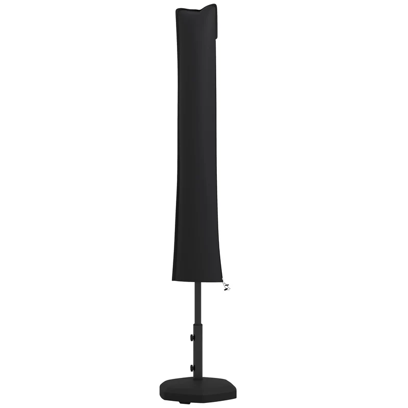 Outsunny Funda para Sombrilla de Jardín Funda para Parasol Impermeable Tela Oxford 420D Cubierta de Parasol con Cremallera para Jardín Exterior 178x25/35 cm Negro