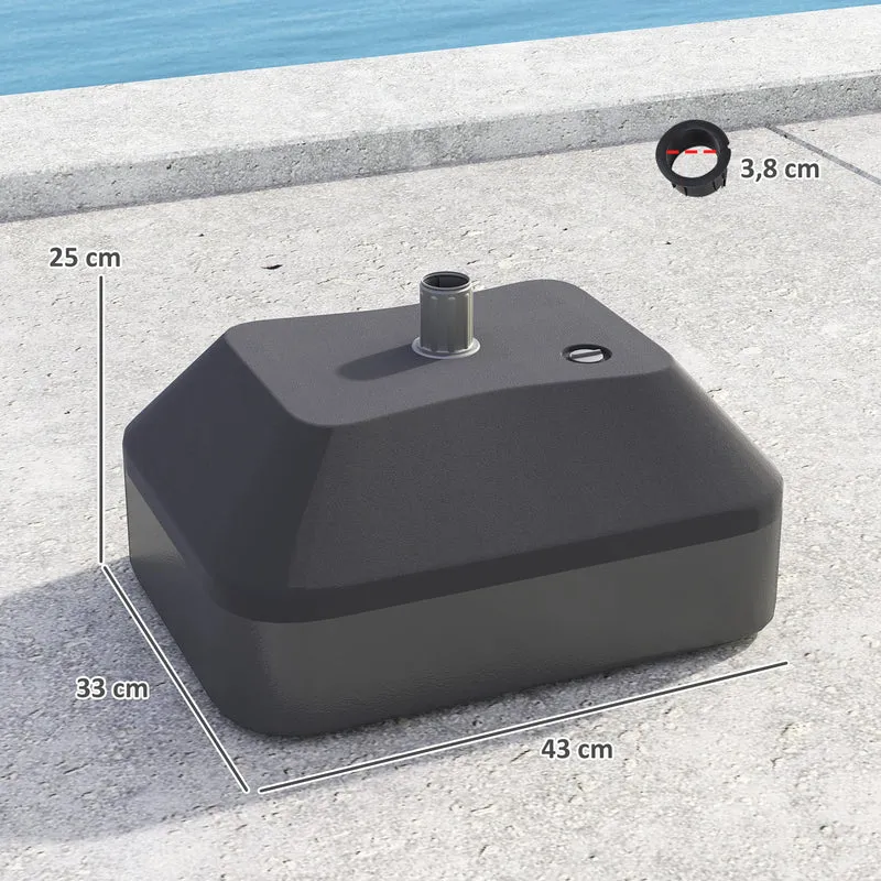 Outsunny Base para Sombrilla Soporte para Parasol Pie para Sombrilla Rellenable con Agua 20L o Arena 24kg para Jardín Terraza Negro