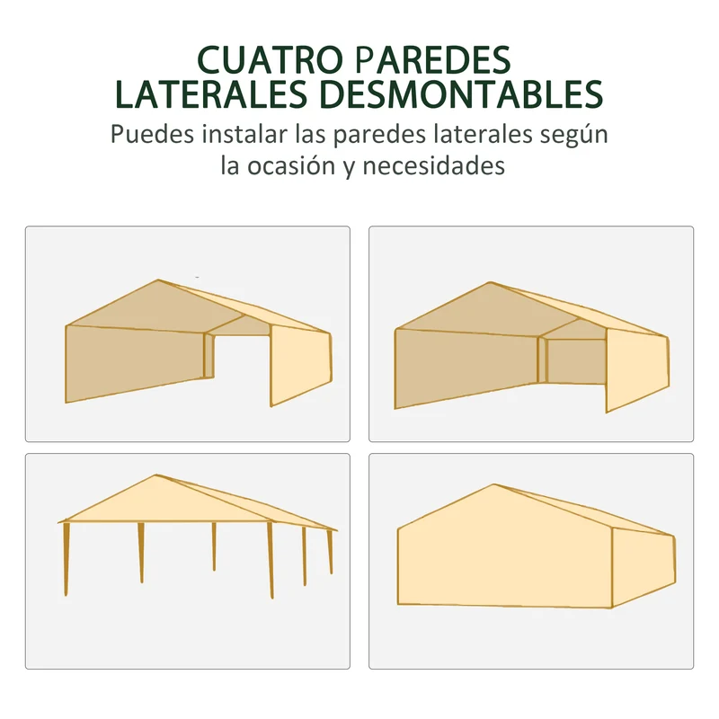 Outsunny Carpa de Jardín 6x3 m Carpa para Fiesta Cenador Desmontable Exterior con 6 Mosquiteras Laterales 2 Puertas con Cremallera Impermeable Pabellón Gazebo para Terraza Patio Playa Blanco