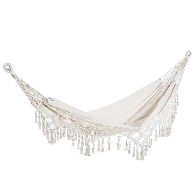 Outsunny Hamaca Colgante 288x150 cm Hamaca de Jardín de Estilo Boho con Bolsa de Transporte Carga 120 kg Hamaca para Patio Terraza Balcón Camping Crema