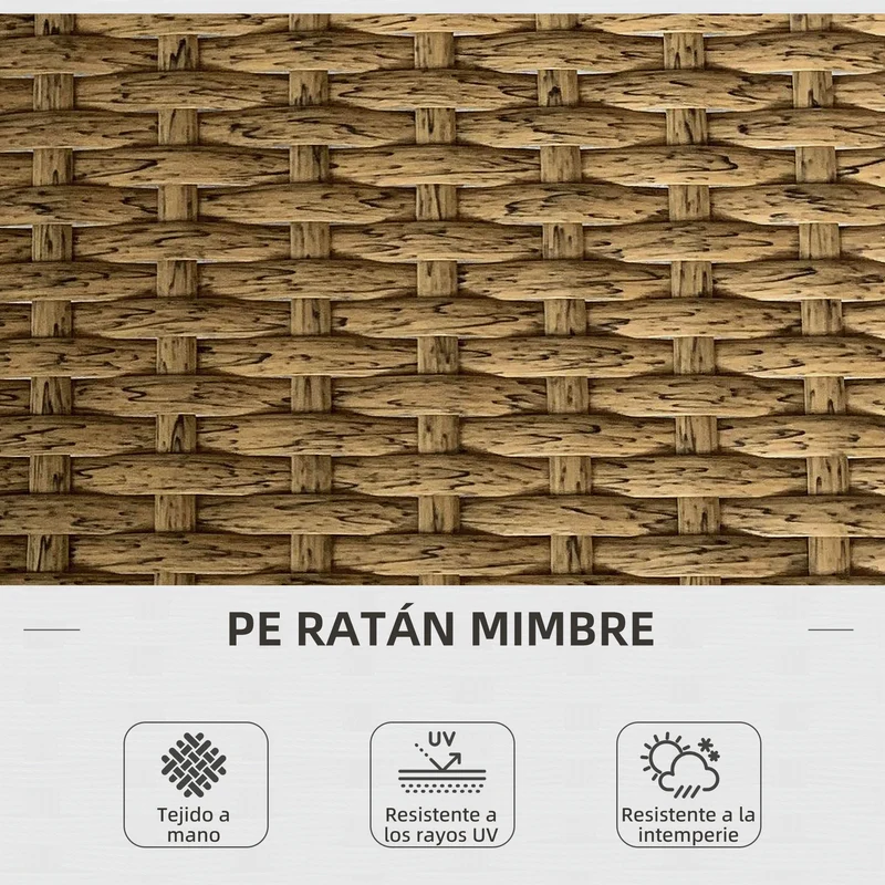 Outsunny Conjunto de Jardín de Ratán Sintético Juego de 3 Piezas Muebles de Jardín con 1 Sofá de 2 Plazas 1 Sofá Esquinera 1 Mesa de Centro Metálica y Cojines Anti-UV para Patio Natural y Crema