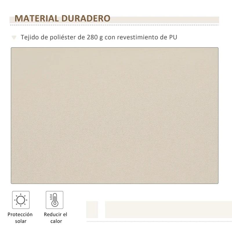 Outsunny Toldo Manual Retráctil 350x250 cm Toldo para Balcón con Manivela de Metal Impermeable y Anti-UV Toldo Enrollable de Exterior para Jardín Terraza Ventanas Crema