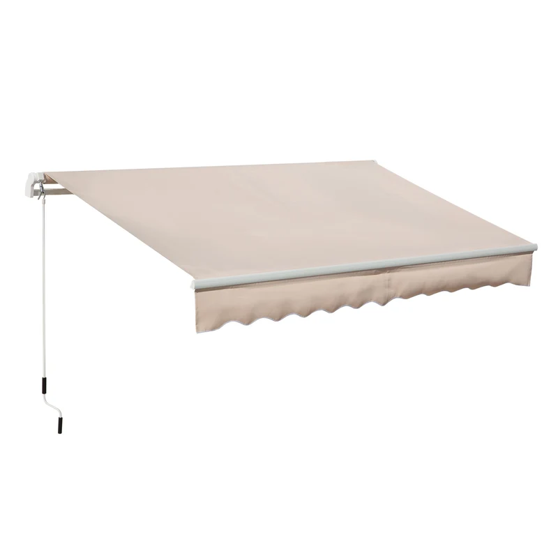Outsunny Toldo Manual Retráctil 295x200 cm Toldo para Balcón con Manivela de Metal Impermeable y Anti-UV Toldo Enrollable de Exterior para Jardín Terraza Ventanas Beige