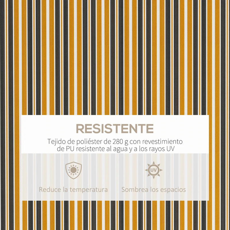 Outsunny Toldo Manual Retráctil 350x250 cm Toldo para Balcón con Manivela de Metal Impermeable y Anti-UV Toldo Enrollable de Exterior para Jardín Terraza Ventanas Gris y Amarillo