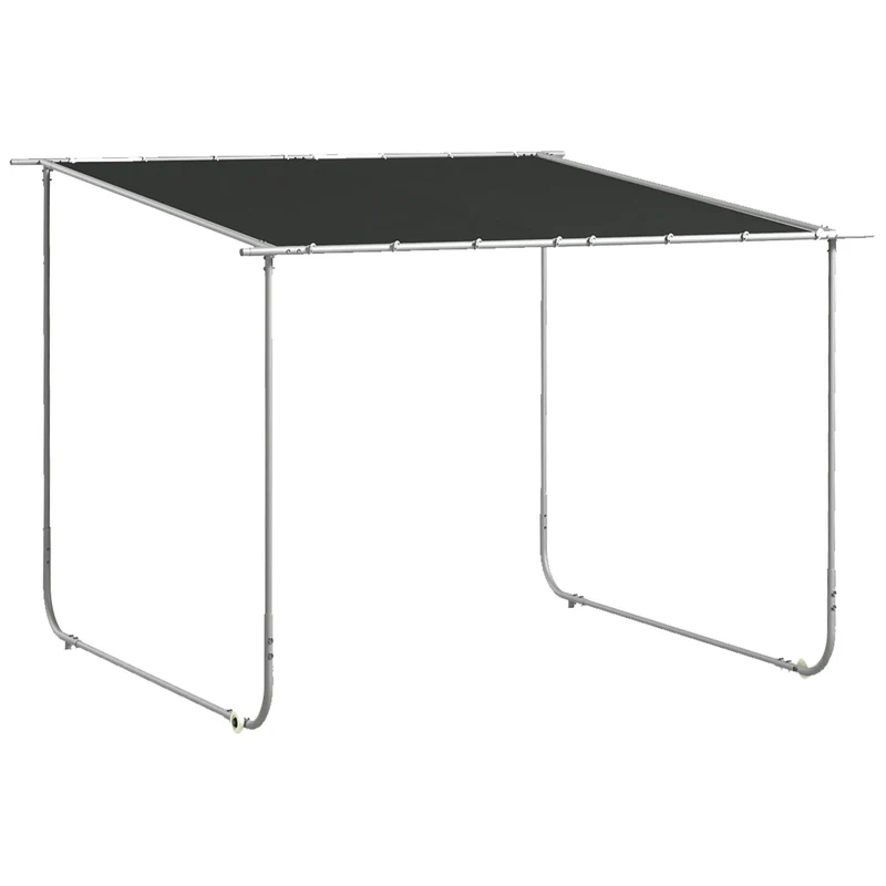 Outsunny Pérgola 3x3 m Cenador de Jardín con Ruedas Protección UV 30+ Impermeable Sacos de Arena y Marco de Acero para Patio Terraza Balcón Gris Oscuro