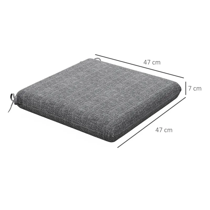 Outsunny Conjunto de Cojines para Sillas de Comedor 47x47x7 cm Juego de 4 Piezas Cojines para Sillas de Jardín Impermeable y Protección UV 50+ para Interior y Exterior Gris