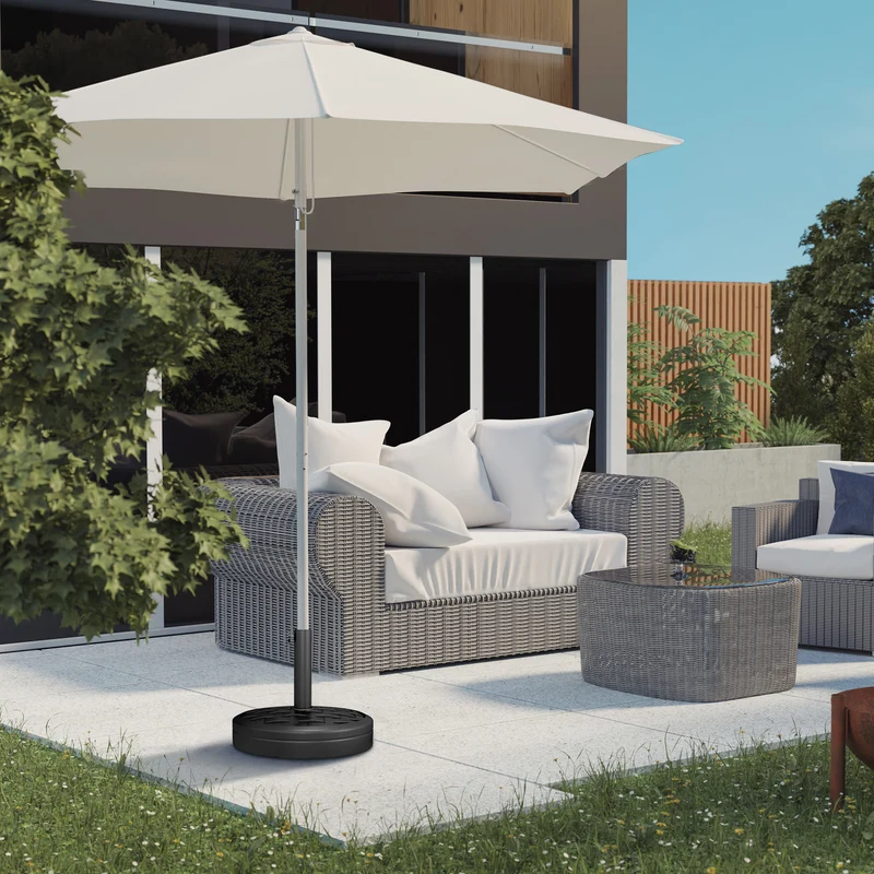 Outsunny Base de Sombrilla Redondo Soporte para Parasol Rellenable de Cemento Peso 18 kg para Poste de Paraguas de Ø38/48 mm Ø45x36 cm Negro