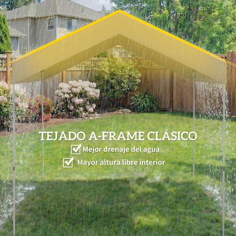 Outsunny Carpa Plegable 2,4x2,4 m, Pop-up, Cenador de Jardín con UPF50+, Bloqueo Central, Altura Ajustable, Bolsa de Transporte, Sacos Arena, Gazebo para Exterior, Beige