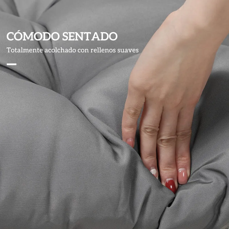 Outsunny Cojín para Banco de 2 Plazas 110x48x8 cm Cojín Rectangular para Interiores y Exteriores Lavable con 8 Puntadas y Asiento Cómodo para Sillas Sofás Gris