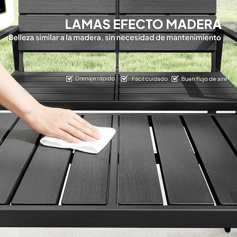 Outsunny Conjunto de Muebles de Jardín para 4 Personas, Sofá de Jardín de 4 Piezas con Sofá de 2 Plazas, 2 Sillones, Mesa de Centro, Estructura Metálica, Negro