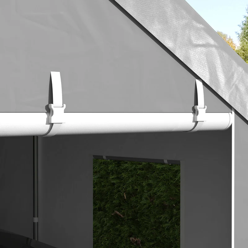 Outsunny Carpa Garaje Portátil 6x3 m, Garaje Exterior para Coche Impermeable con Paredes Laterales Desmontables, 2 Puertas Enrollables y 6 Ventanas, Cobertizo de Almacenamiento Anti-UV, Gris Claro