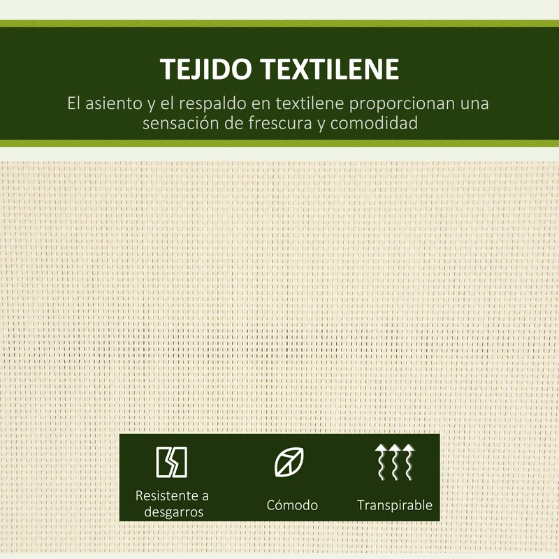 Outsunny Columpio de Jardín Exterior de 2 Plazas, Balancín de Jardín Exterior con Techo Ajustable y Marco de Acero, Asientos de Textilene, para Balcón, Terraza, Carga 220 kg, 140x118x162 cm, Beige