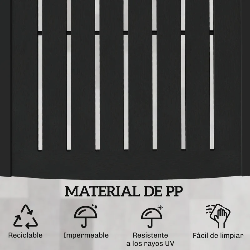 Outsunny Pack de 2 Tumbonas de Jardín Exterior, Tumbonas Reclinables de Plástico PP con Bandeja Lateral, Respaldo Ajustable de 5 Niveles, Resistentes a la Intemperie, para Playa, Piscina, Negro