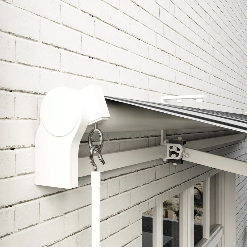 Outsunny Toldo Manual Retráctil 395x245 cm, Toldo Exterior Terraza con Ángulo Ajustable, Brazo Articulado, Montaje a Pared, Estructura de Aluminio, Anti-UV e Impermeable, para Jardín, Azul y Blanco