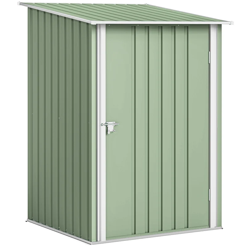 Outsunny Cobertizo de Jardín Exterior, 0,92 m², 100x103x160 cm, Caseta de Jardín Exterior Metálica con 1 Puerta y Cerradura, para Almacenamiento de Herramientas, para Patio, Terraza, Verde Claro