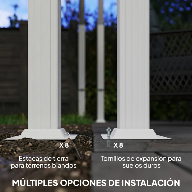 Outsunny Pérgola de Jardín 4x3 m con Techo Retráctil, Cenador de Jardín con Protección UPF30+, Orificios de Drenaje, Estructura Metálica, Pabellón para Patio, Terraza, Exterior, Beige