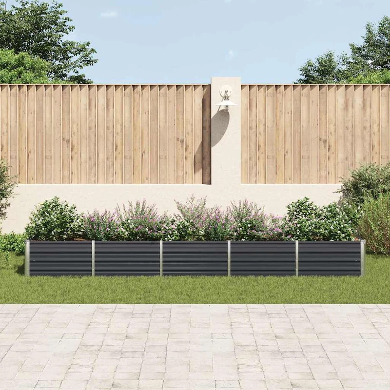 Arriate De Acero Galvanizado Gris Antracita 400x80x45 Cm