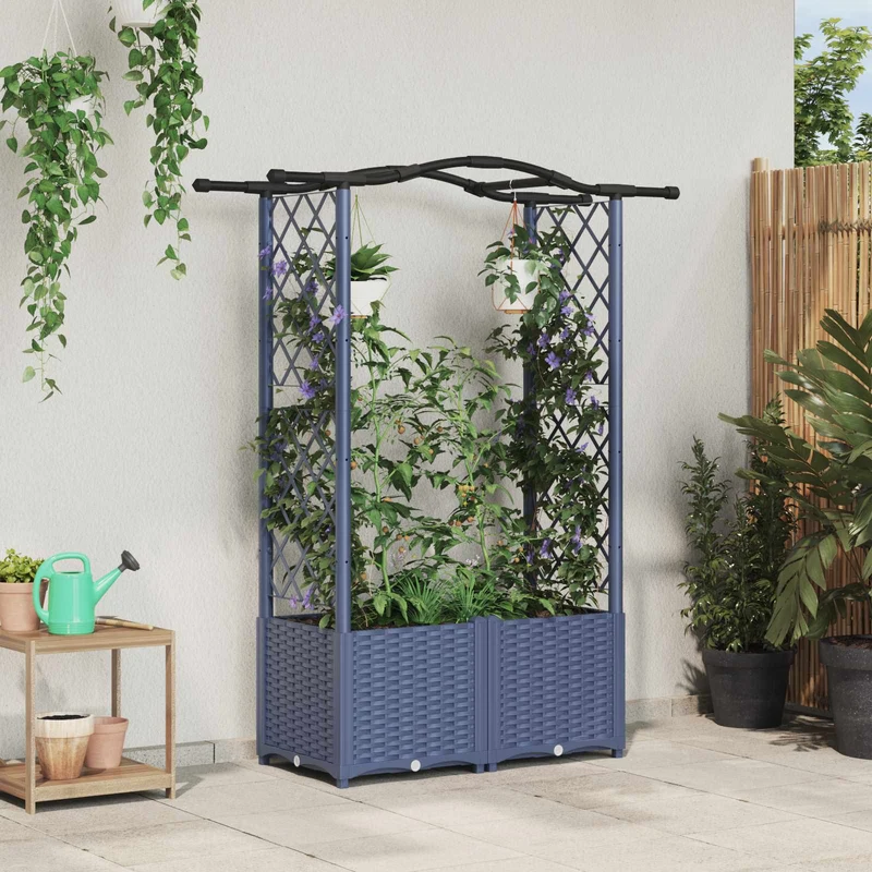 Cama Elevada Con Trellis Y Techo Gris 125 X 40 X 138 Cm Pp