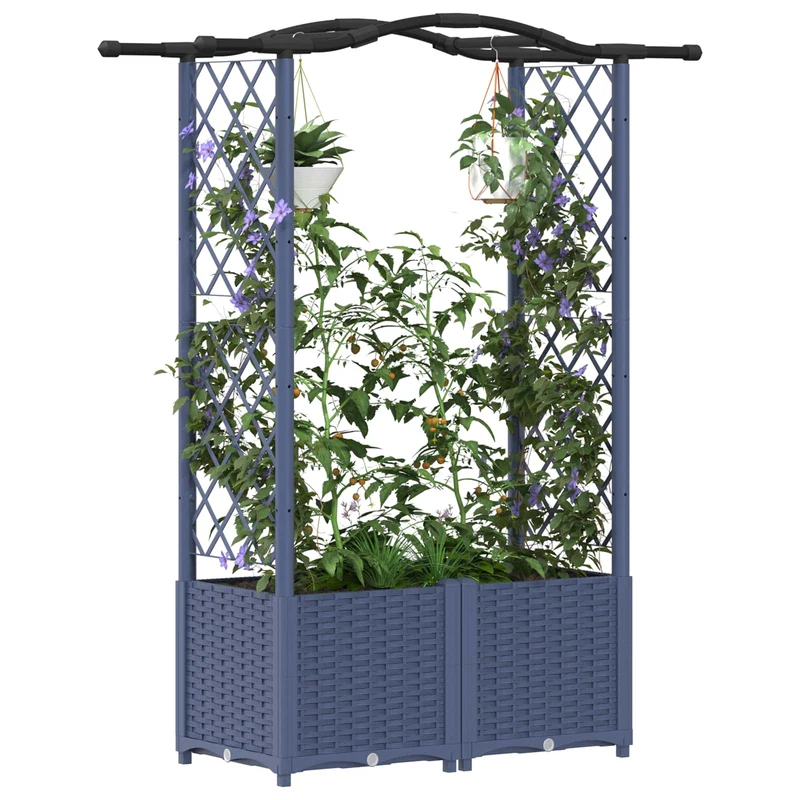 Cama Elevada Con Trellis Y Techo Gris 125 X 40 X 138 Cm Pp