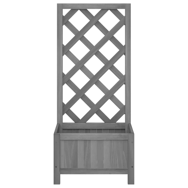 Jardinera Con Enrejado Gris 40x30x90 Cm Madera Maciza De Abeto