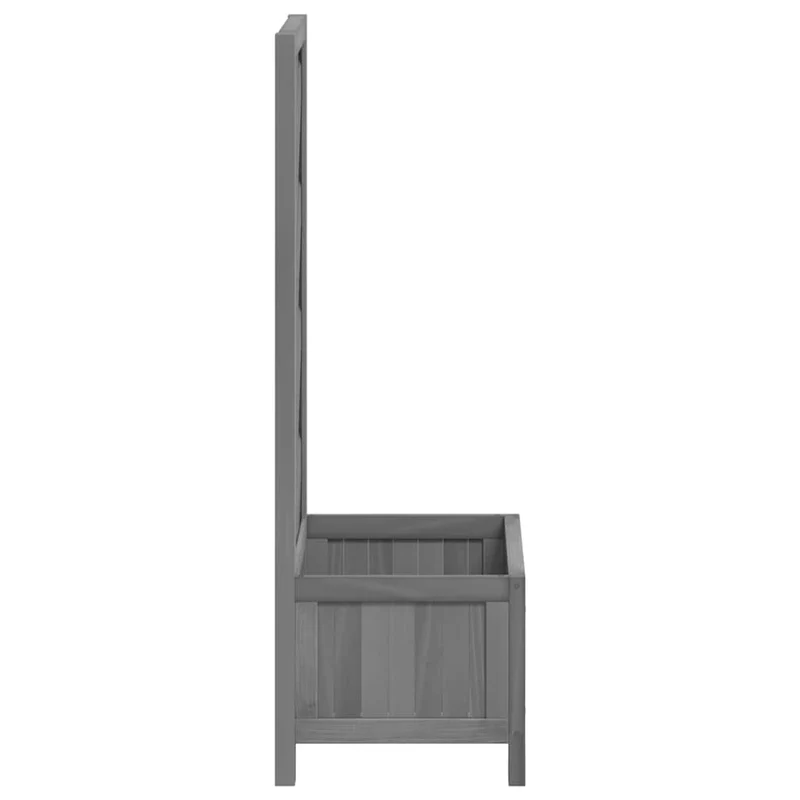Jardinera Con Enrejado Gris 40x30x90 Cm Madera Maciza De Abeto