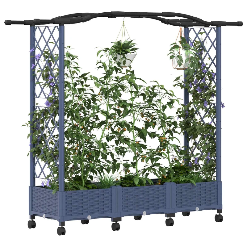 Cama Elevada Con Trellis Y Techo Gris 169 X 40 X 129 Cm Pp
