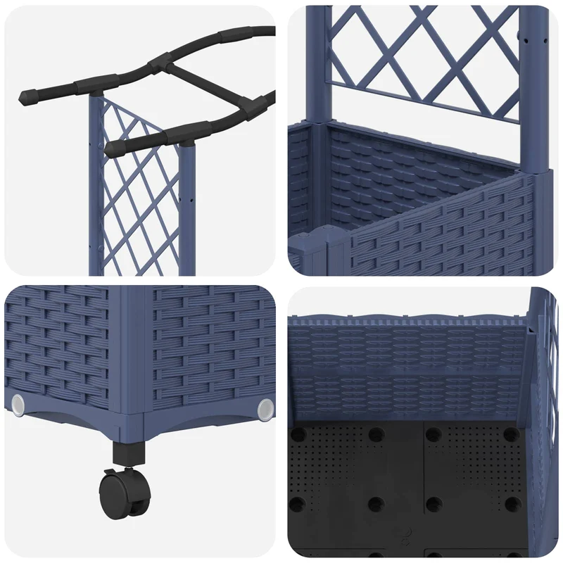 Cama Elevada Con Trellis Y Techo Gris 169 X 40 X 129 Cm Pp