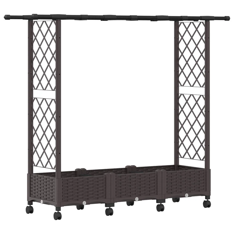 Cama Elevada Con Trellis Y Techo Marrón 164 X 40 X 127 Cm Pp
