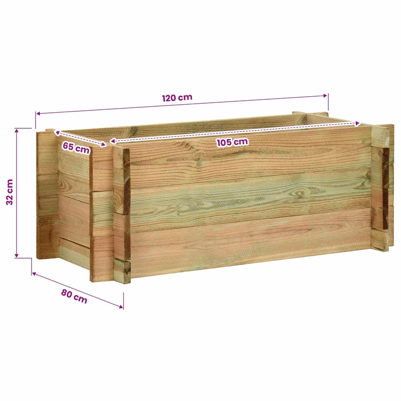 Cama Elevada De Verduras Para Jardín Verde 120 X 80 X 32 Cm