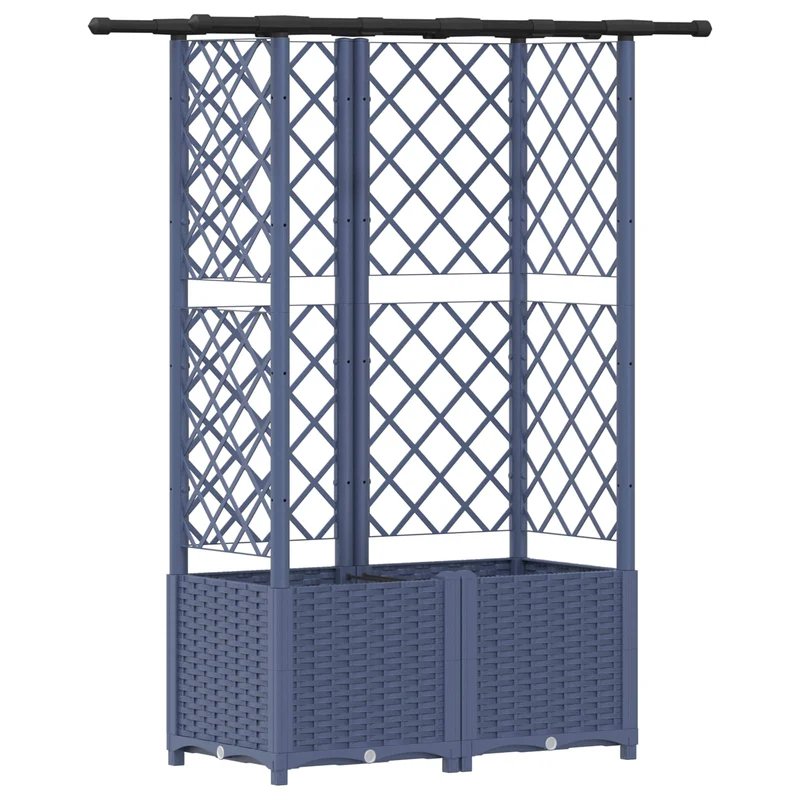 Cama Elevada Con Trellis Y Techo Gris 124 X 40 X 136 Cm Pp