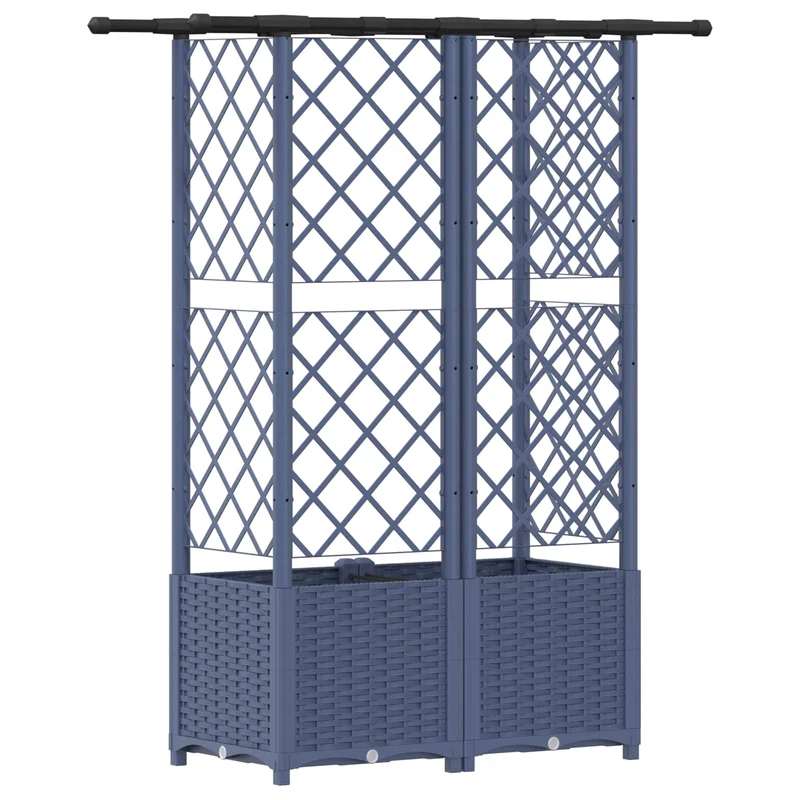Cama Elevada Con Trellis Y Techo Gris 124 X 40 X 136 Cm Pp