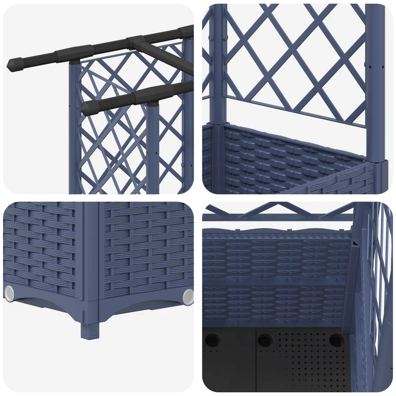 Cama Elevada Con Trellis Y Techo Gris 124 X 40 X 136 Cm Pp