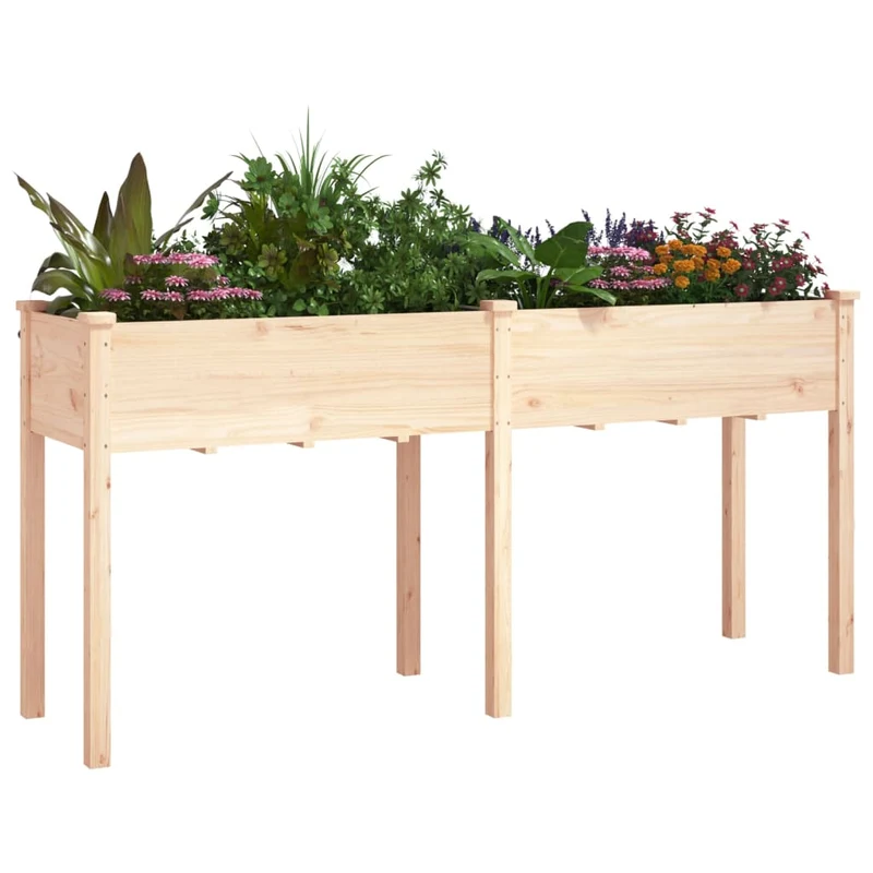 Jardinera Con Forro Madera Maciza De Abeto 161x45x76 Cm