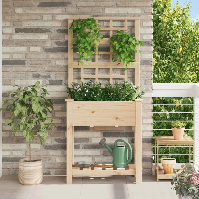 Macetero De Jardín Beige 71 X 38 X 152 Cm Madera De Pino Sólido