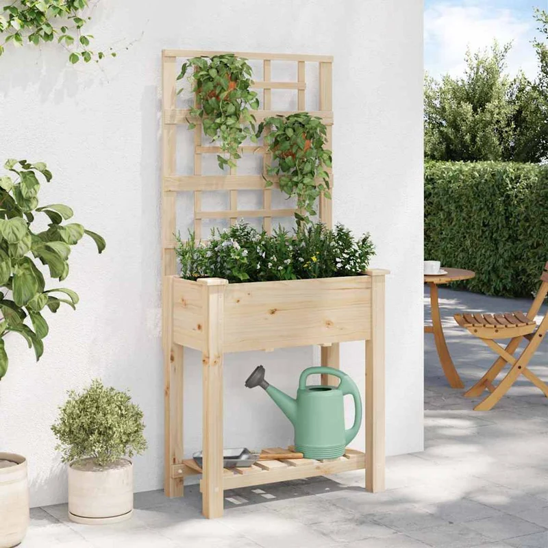 Macetero De Jardín Beige 71 X 38 X 152 Cm Madera De Pino Sólido