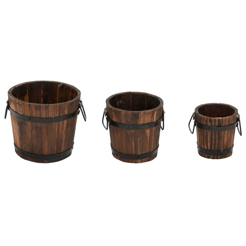 Juego De Maceteros Cubo De Madera 3 Piezas Madera Maciza Abeto