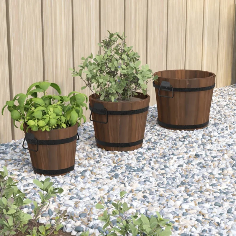Juego De Maceteros Cubo De Madera 3 Piezas Madera Maciza Abeto