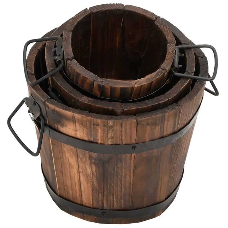 Juego De Maceteros Cubo De Madera 3 Piezas Madera Maciza Abeto