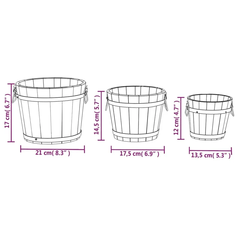 Juego De Maceteros Cubo De Madera 3 Piezas Madera Maciza Abeto