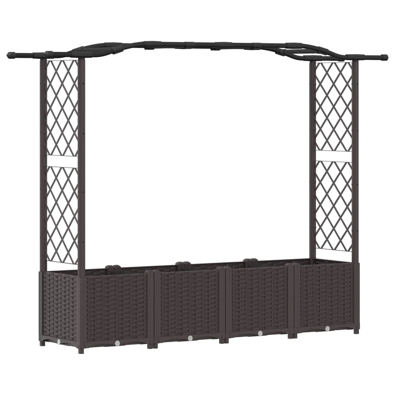 Cama Elevada Con Trellis Y Techo Marrón 204 X 40 X 138 Cm Pp