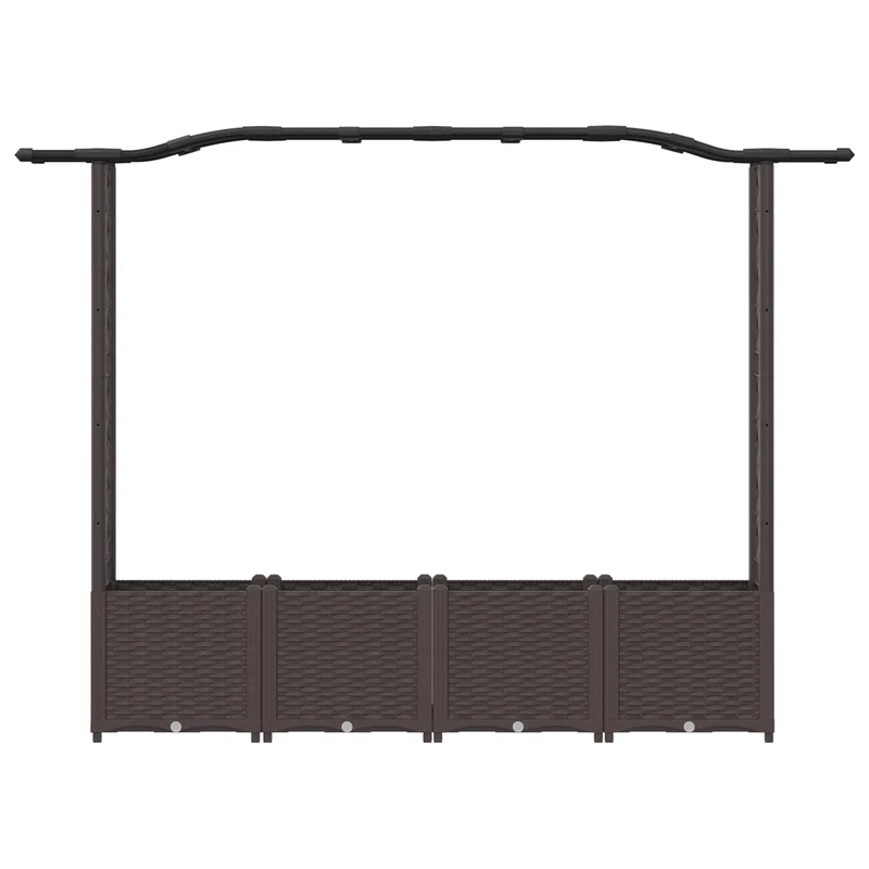 Cama Elevada Con Trellis Y Techo Marrón 204 X 40 X 138 Cm Pp